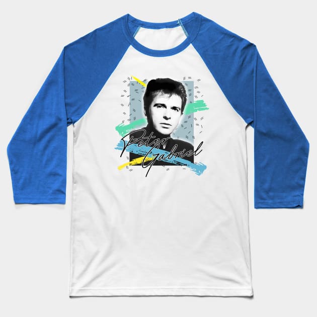 Peter Gabriel / 1980s Aesthetic Fan Art Design Baseball T-Shirt by DankFutura